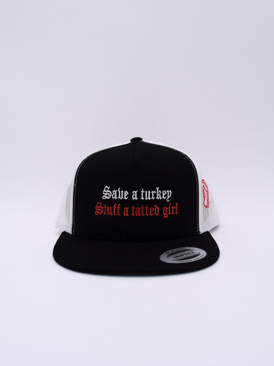 Save A Turkey Stuff A Tatted Girl Trucker Hat | Funny Holidays Mens Cap