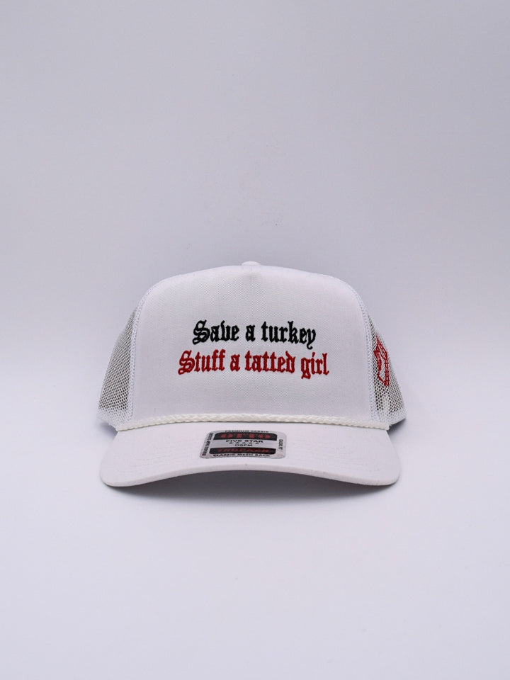 Save A Turkey Stuff A Tatted Girl Trucker Hat | Funny Holidays Mens Cap