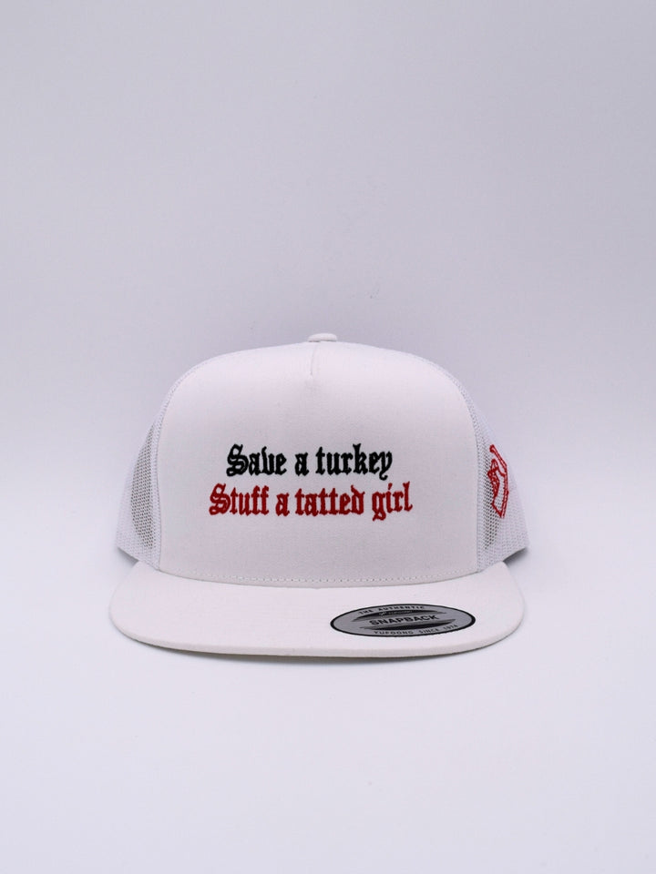 Save A Turkey Stuff A Tatted Girl Trucker Hat | Funny Holidays Mens Cap