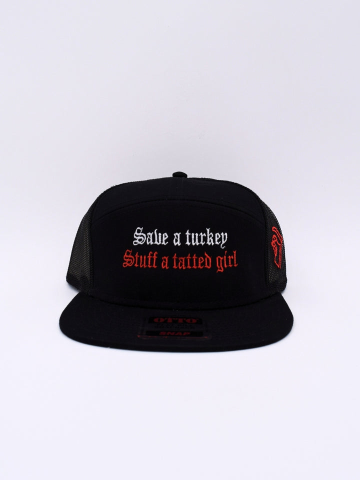 Save A Turkey Stuff A Tatted Girl Trucker Hat | Funny Holidays Mens Cap