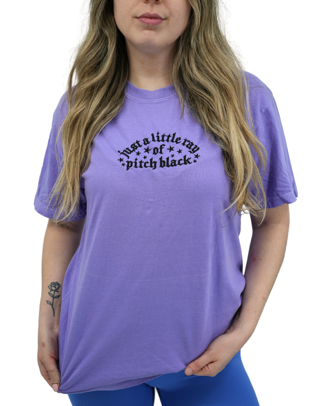 Just a Little Ray of Pitch Black Embroidered T-Shirt