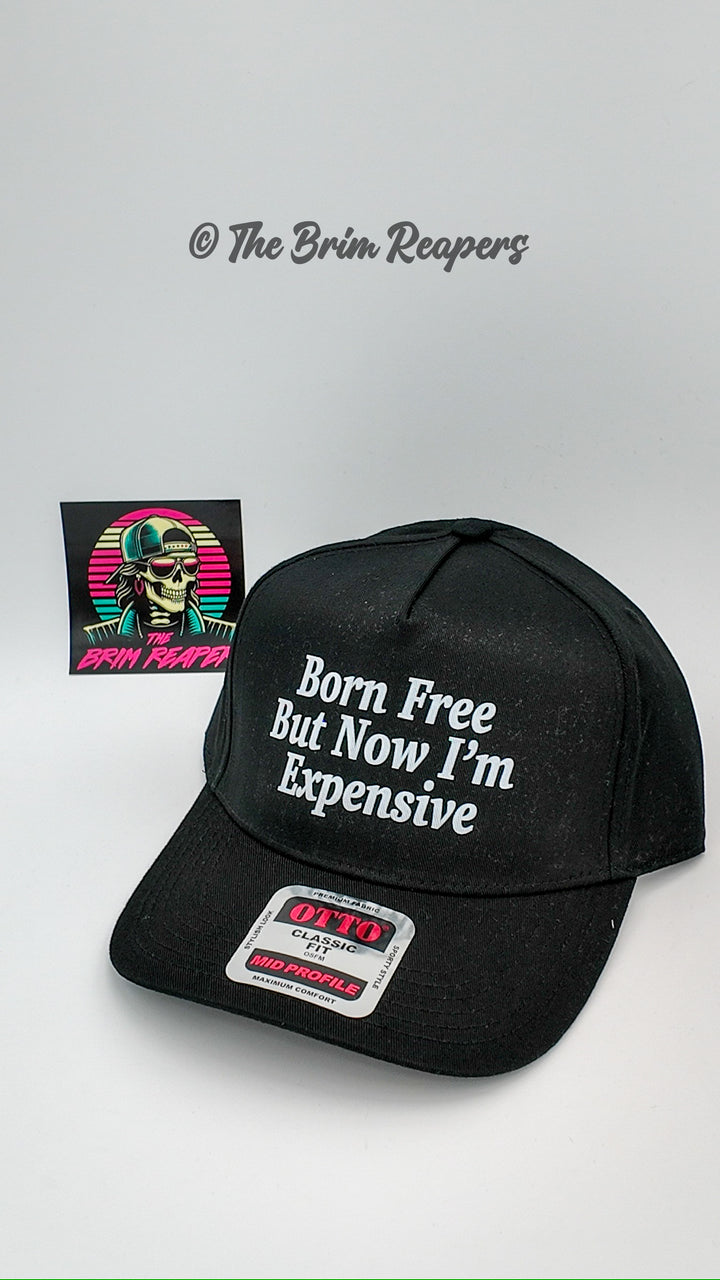 Born Free But I'm Now Expensive Hat | Patriotic Humor Funny Accessories Dad Hat Trucker Flatbill