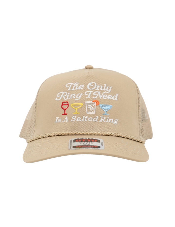 The Only Ring I Need Is A Salted Ring Embroider Hat | Embroidered Trucker Cap for Margarita Lovers