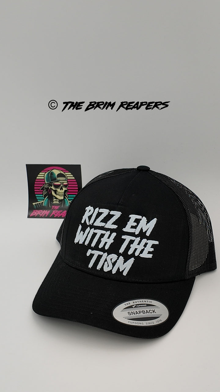 Rizz Em With The Tism Hat | Flirty Funny Comedy Humorous Accessories Cap