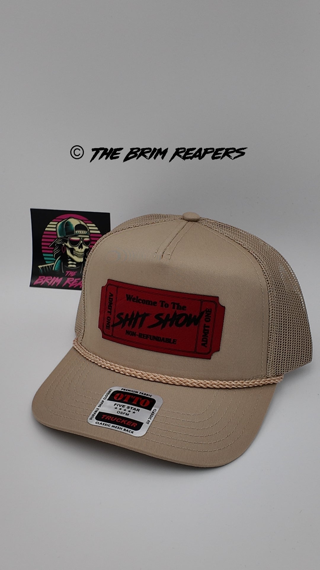 Ticket To The Sh!T Show Patch Hat | Funny Humor Comedy Accessories Flatbill Leather Dad Trucker