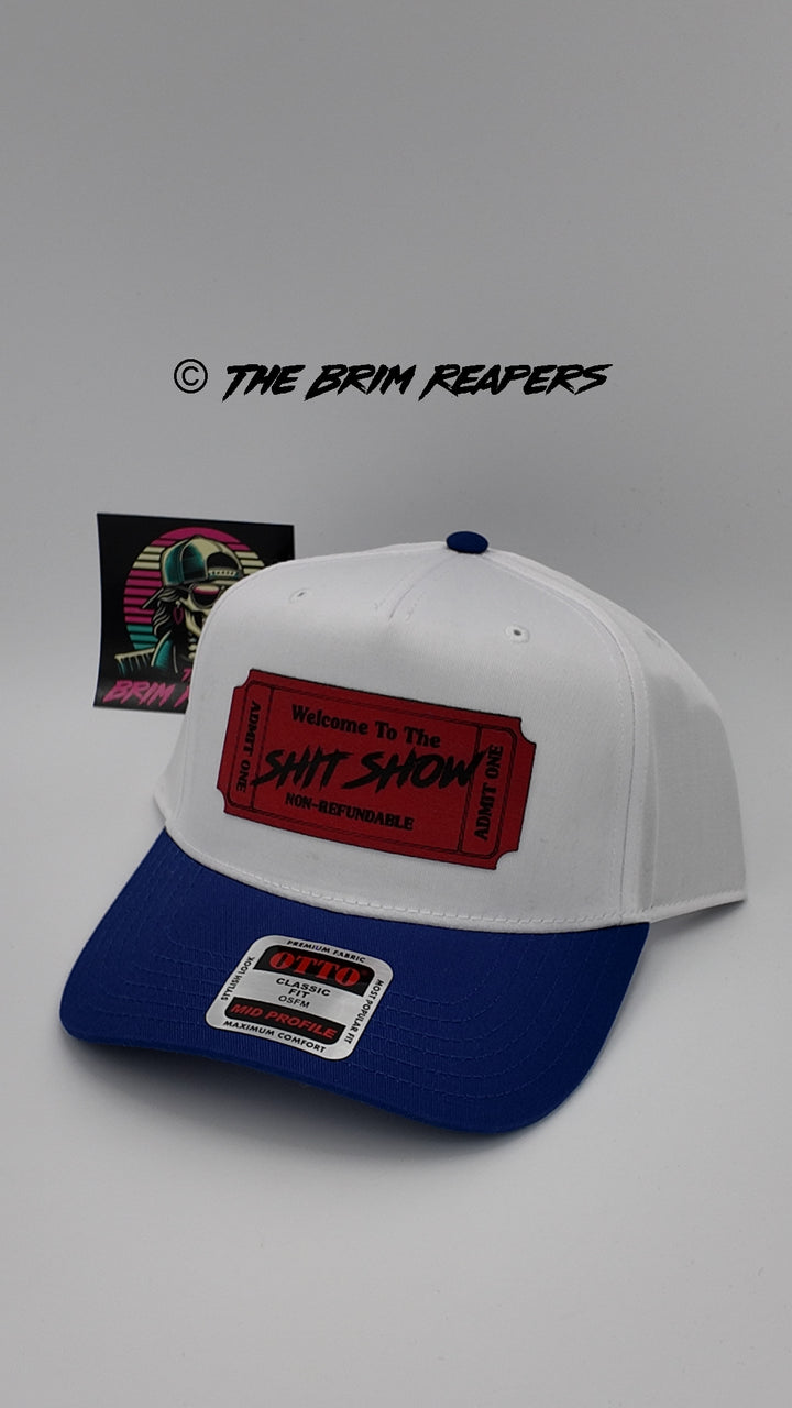 Ticket To The Sh!T Show Patch Hat | Funny Humor Comedy Accessories Flatbill Leather Dad Trucker